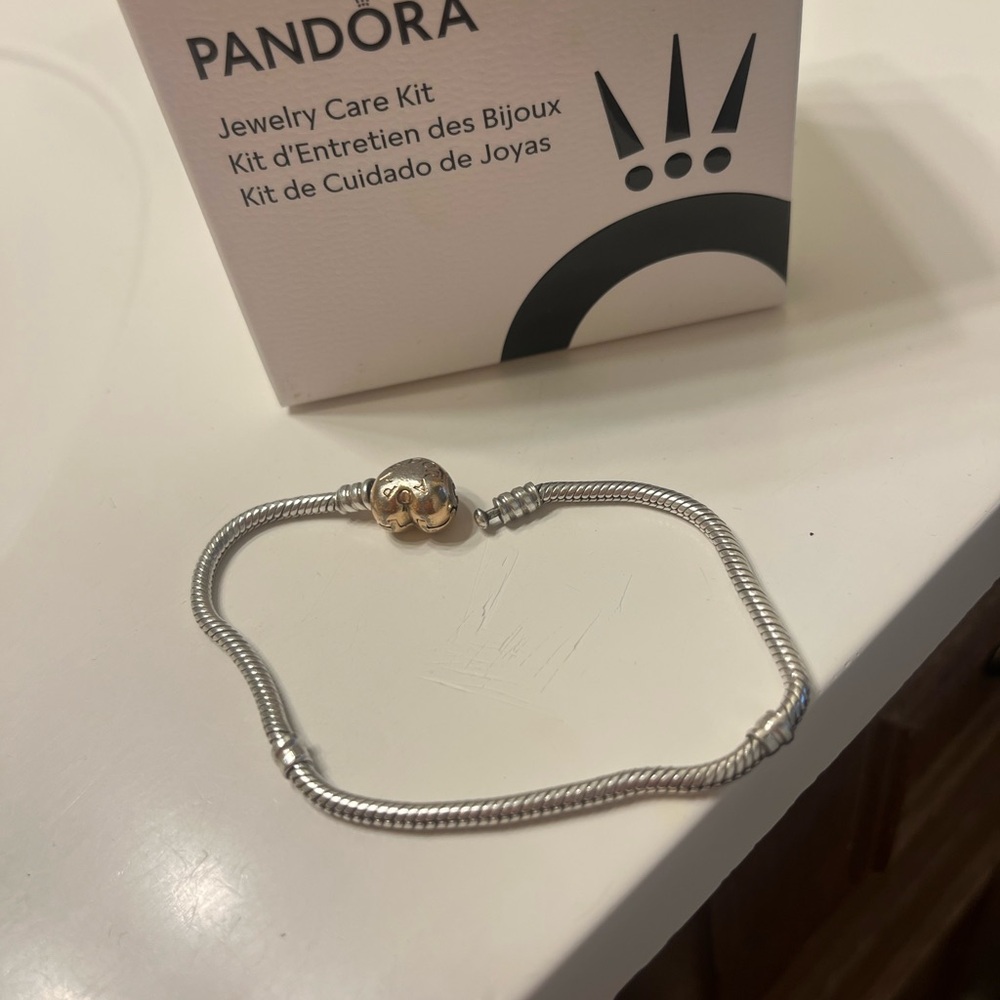 Pandora Silver Bracelet with Gold Bead